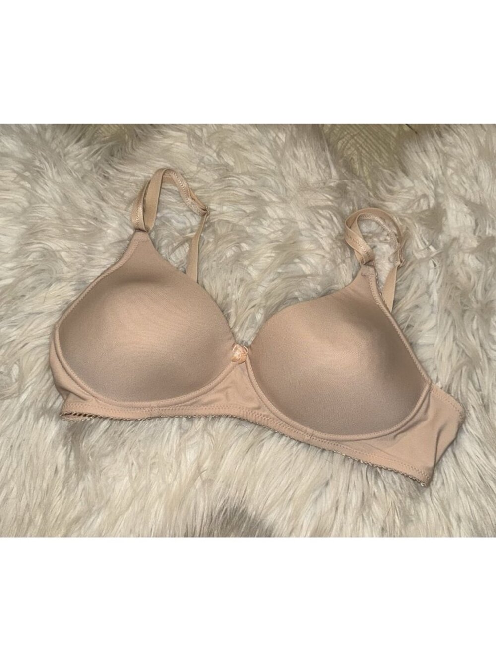 Vintage Vtg Lily of France 1747 Lined Wire Free Bra Womens 36C Beige